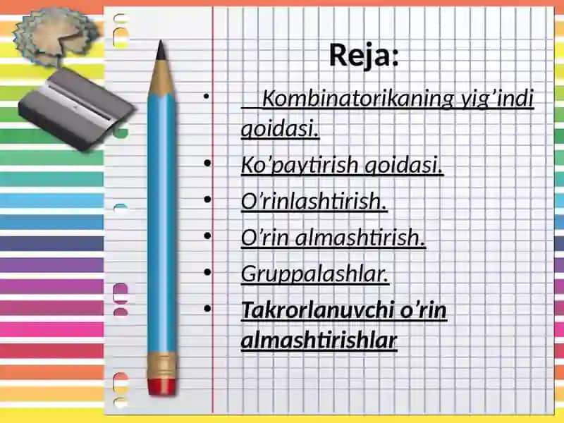 Kombinatorikaning asosiy elementlari 2