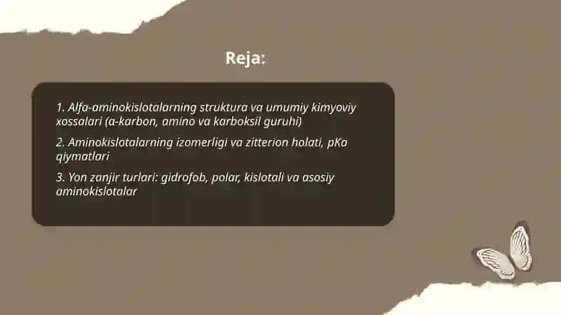 Tirik organizmlardagi alfa aminokislotalar.Oqsillar va ularning biologik funksiyalari 2