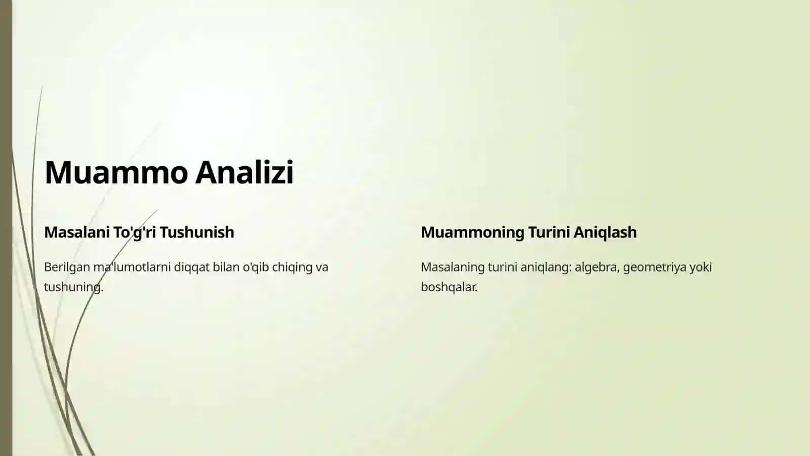 Matematik Topshiriqlarni O'rganish 2