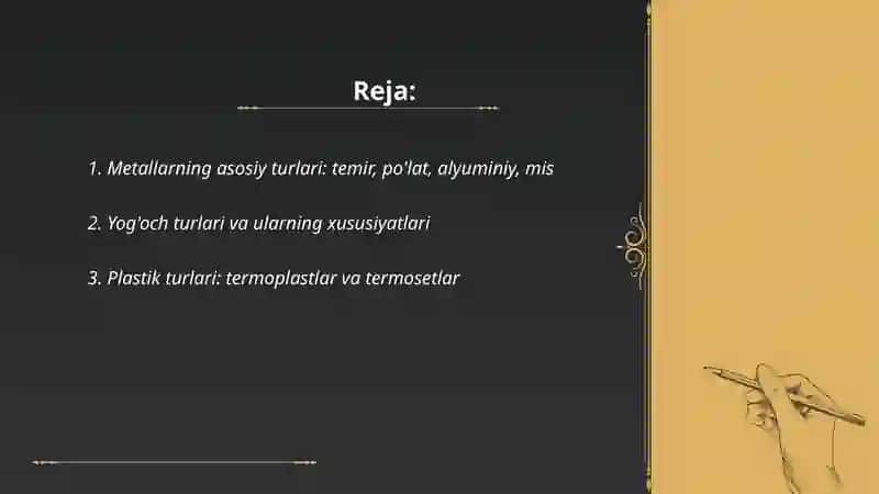 Metallarning asosiy turlari 2