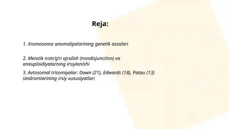 Xromosoma kasaliklari irsiylanishi 2