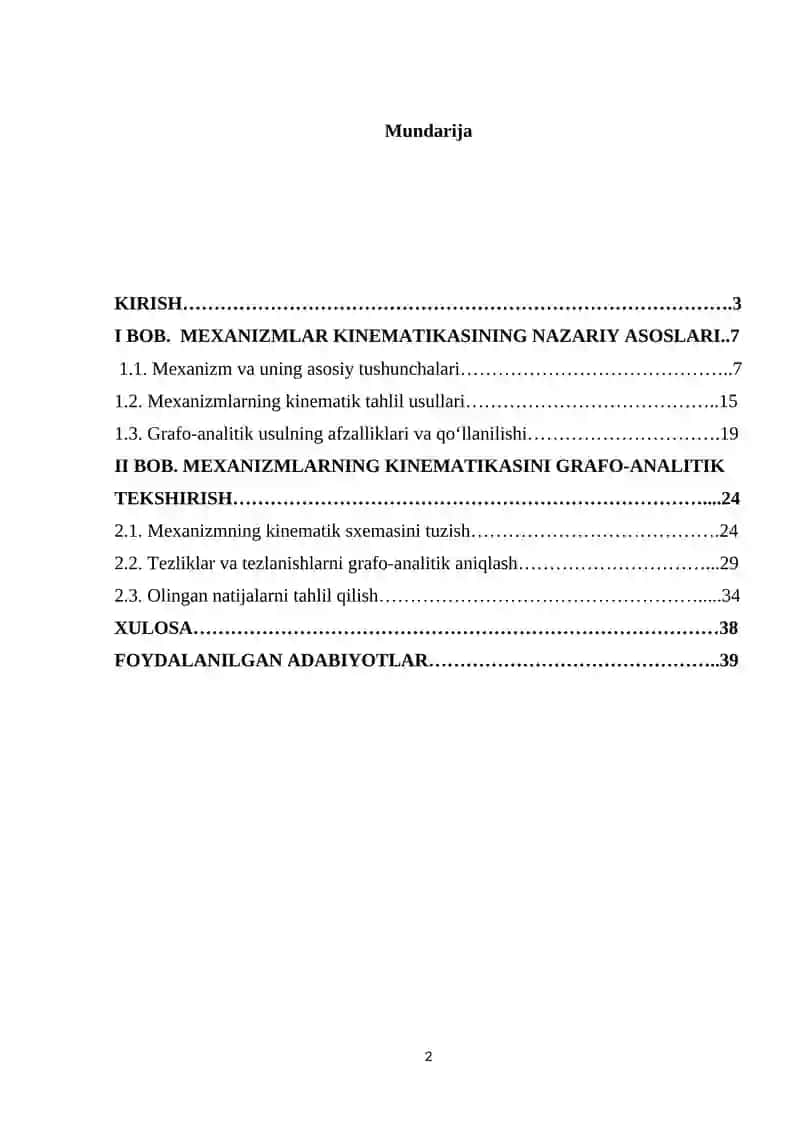 Mexanizmlarning kinematikasini grafo-analitik tekshirish 2