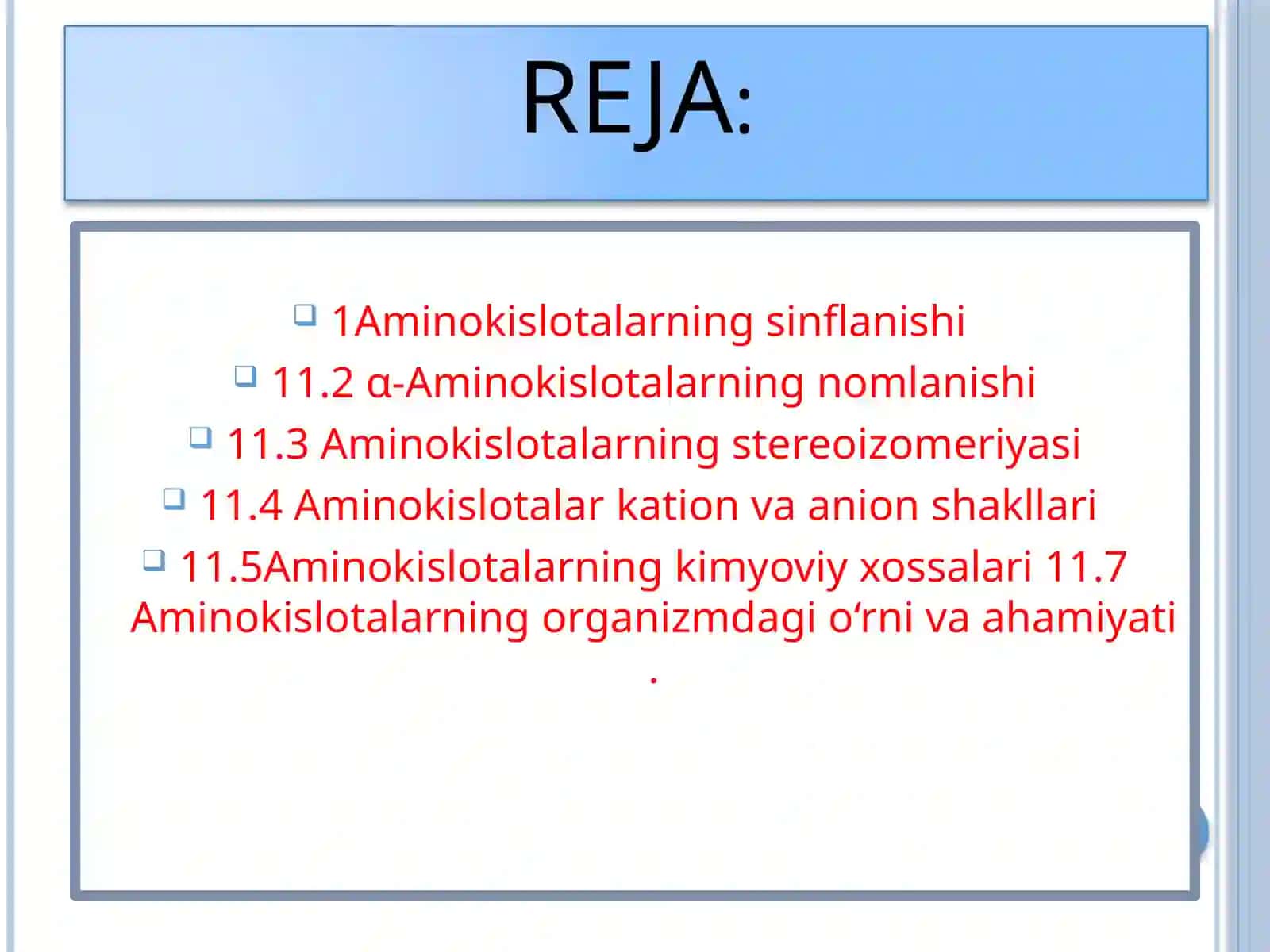 Aminokislotalarning kimyoviy xossalari 2