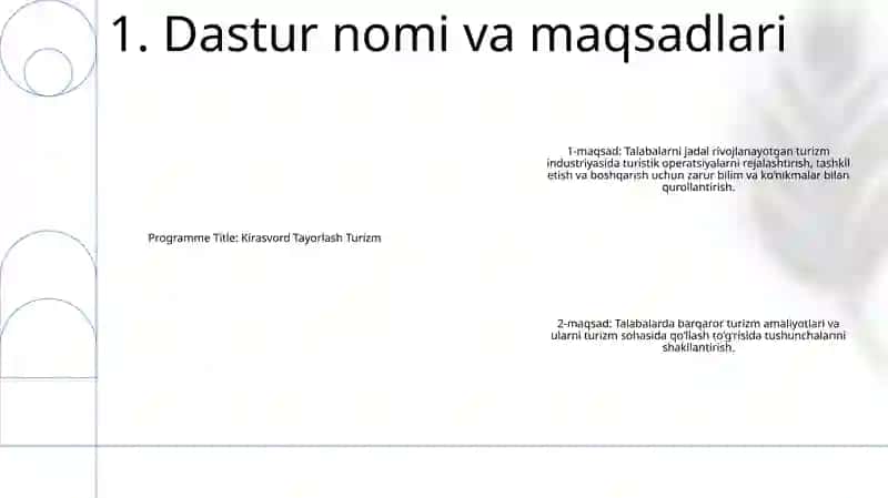 Kirasvord Tayorlash Turizm 2