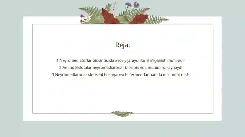 Neyromediatorlar biosintezi 2