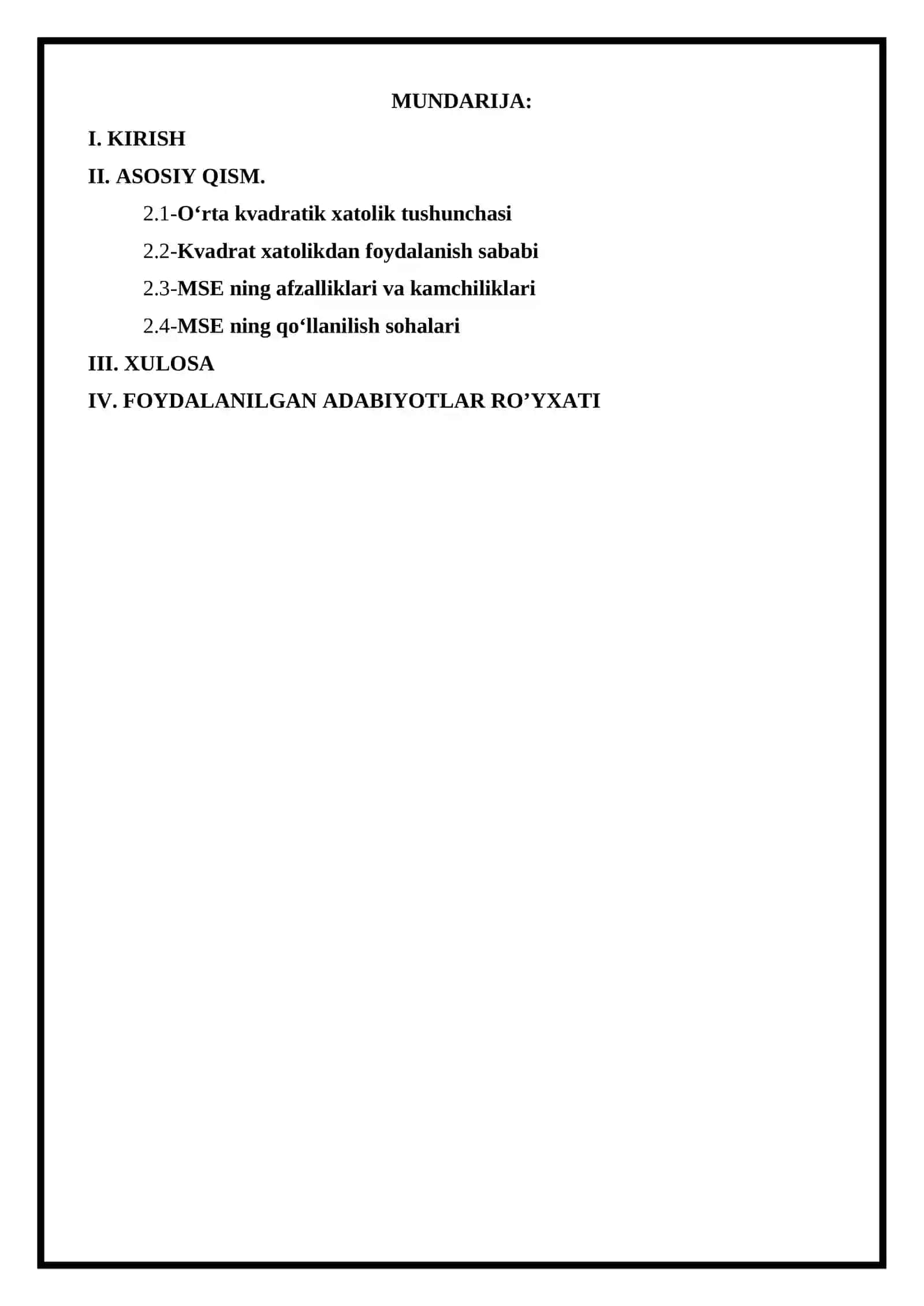 O‘rta kvadratk xatolik va uning qo‘llanilishi 2