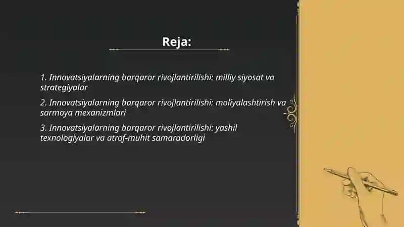 Innovatsiyalarning barqaror rivojlantirilishi 2