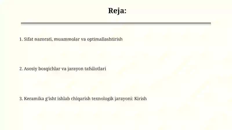 Keramik g’isht ishlab chiqarish texnologik jarayoni 2