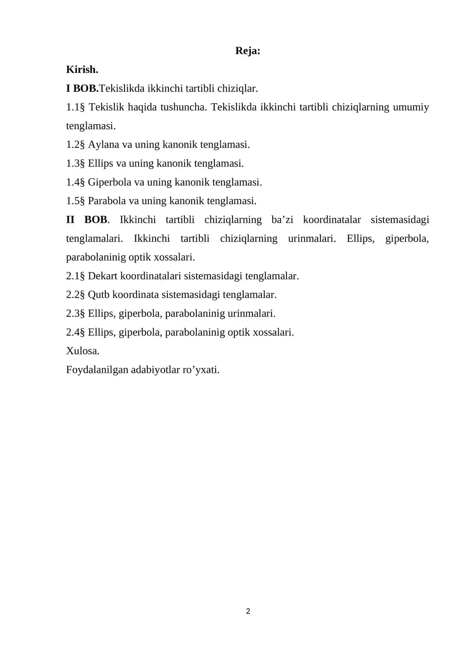 Ikkinchi tartibli chiziqlarning umumiy tenglamalari 2