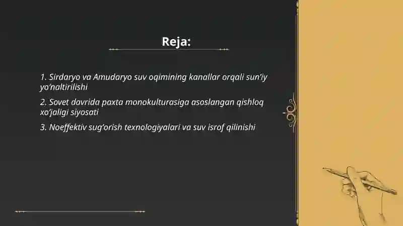 Orol fojiyasi sabablar va xulosalar 2