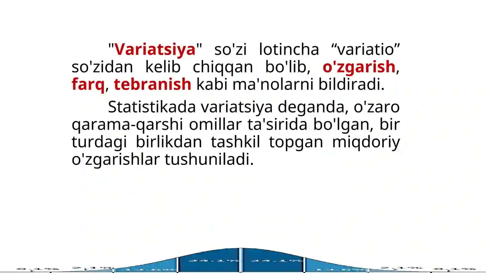 Variatsiya ko'rsatkichlari 2