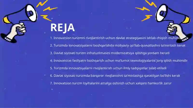 Turizmda Innovatsion faoliyatni boshqarishni davlat siyosati 2