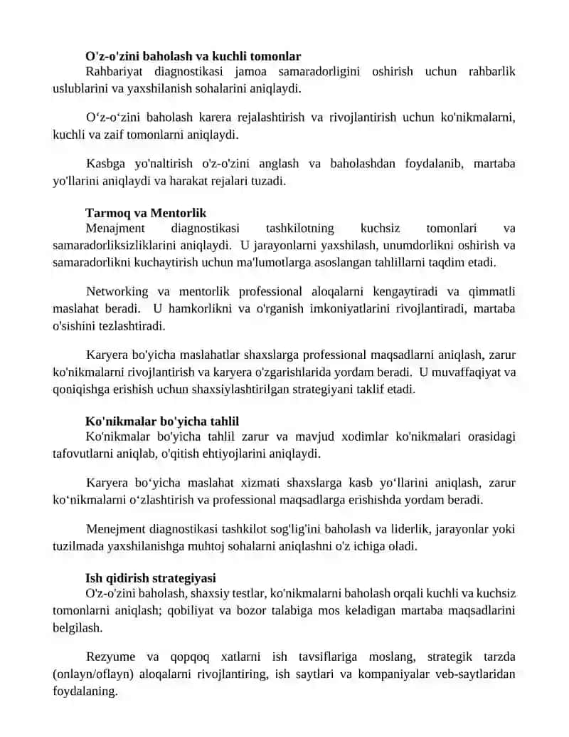 Boshqaruv diagnostikasi.Kasbiy saralash 2