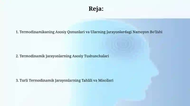 Termodinamik jarayonlar tushunchasi 2