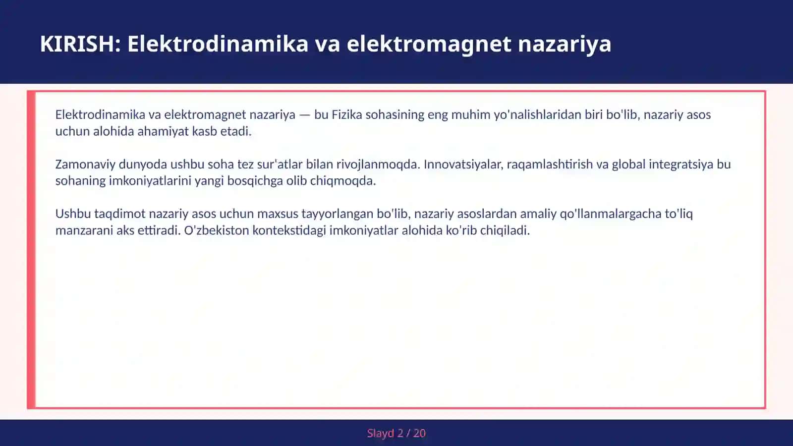 Elektrodinamika va elektromagnet nazariya 2