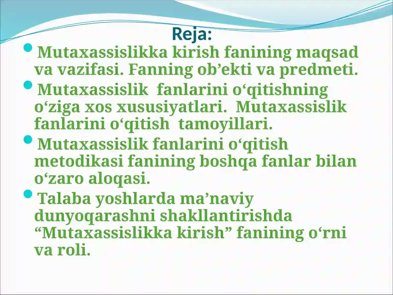 Mutaxassislikka Kirish Fan Sifatida 2