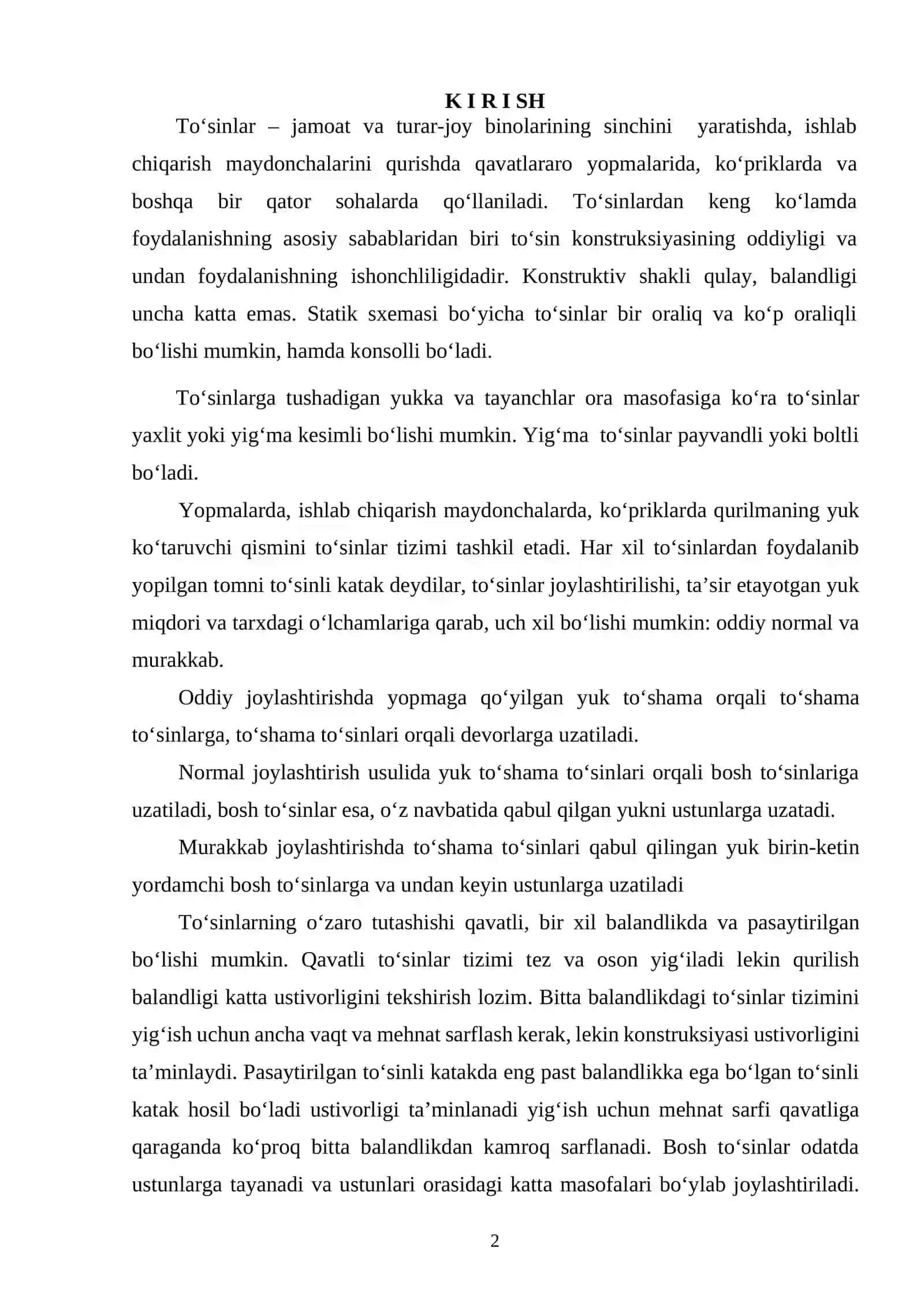 Metall konstruksiyalari kurs loyihasi 2