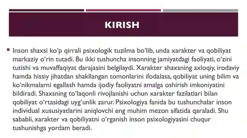 Xarakter va qobiliyat 2