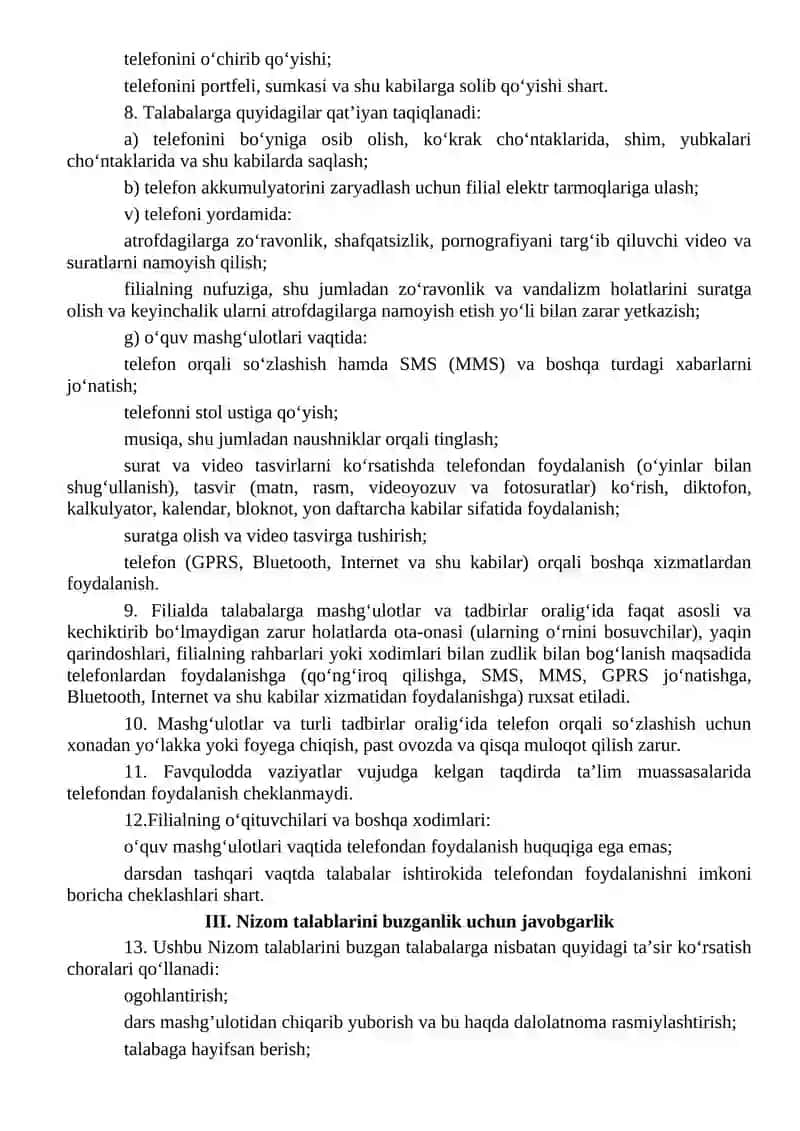 Mobil telefonlardan foydalanish tartibi 2