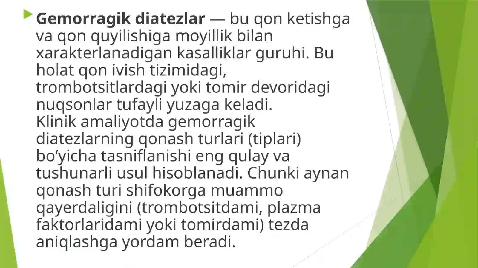 Gemoragik diatezlarning ko’rinishlari 2