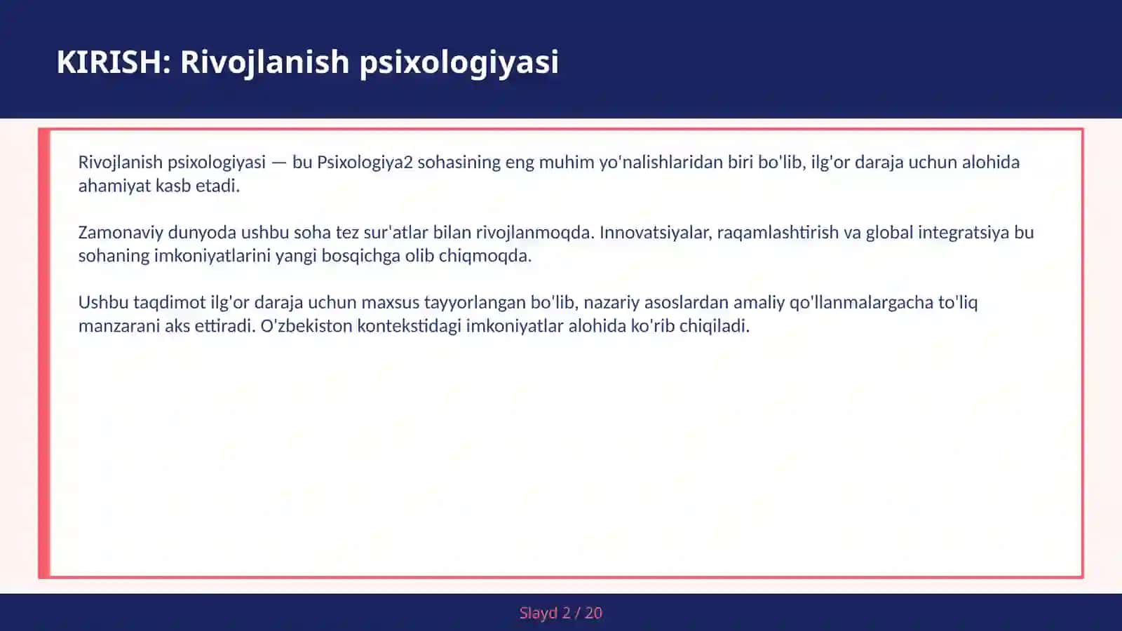 RIVOJLANISH PSIXOLOGIYASI 2