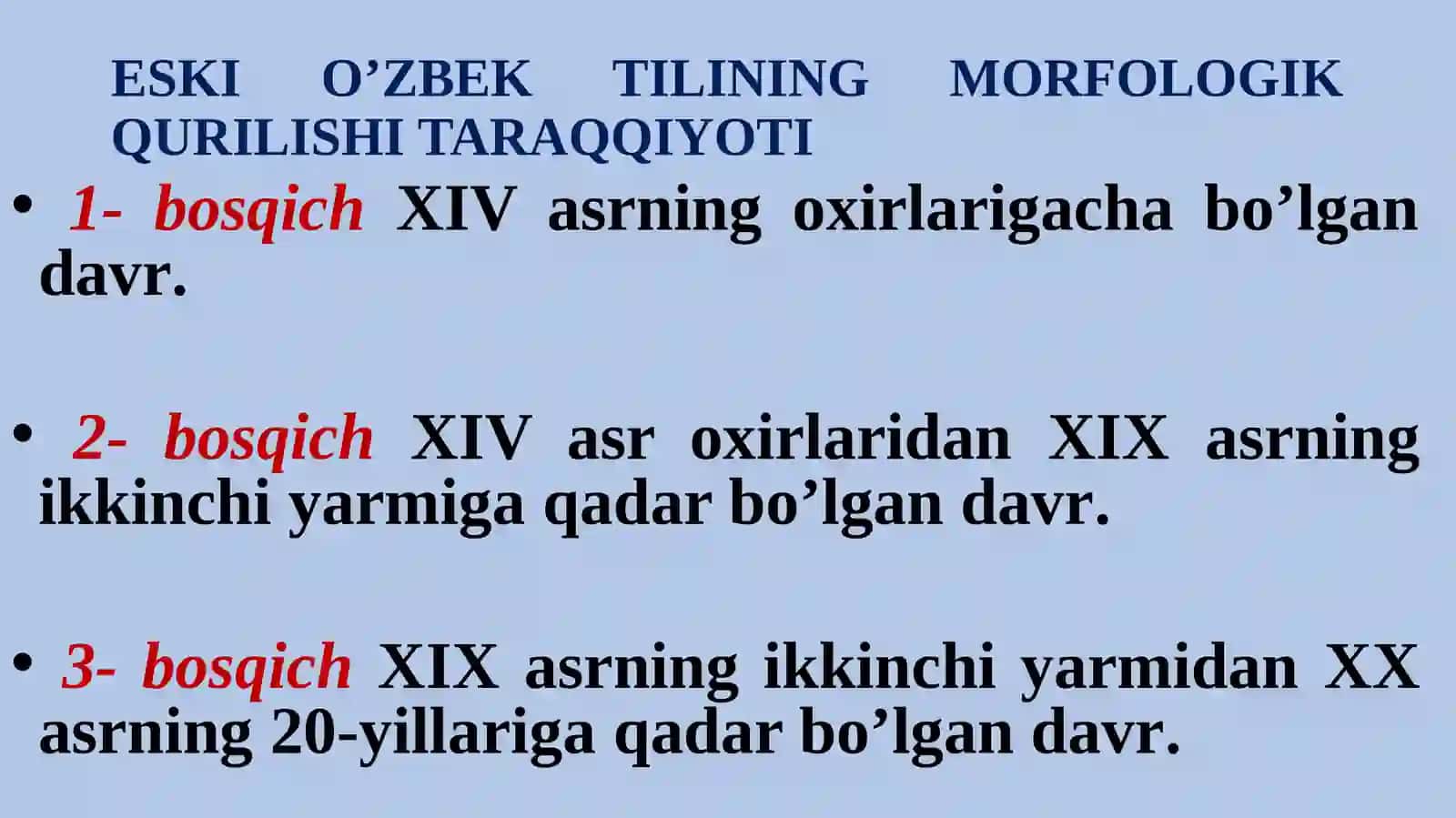 TARIXIY MORFOLOGIYА. OT SO’Z TURKUMI 2