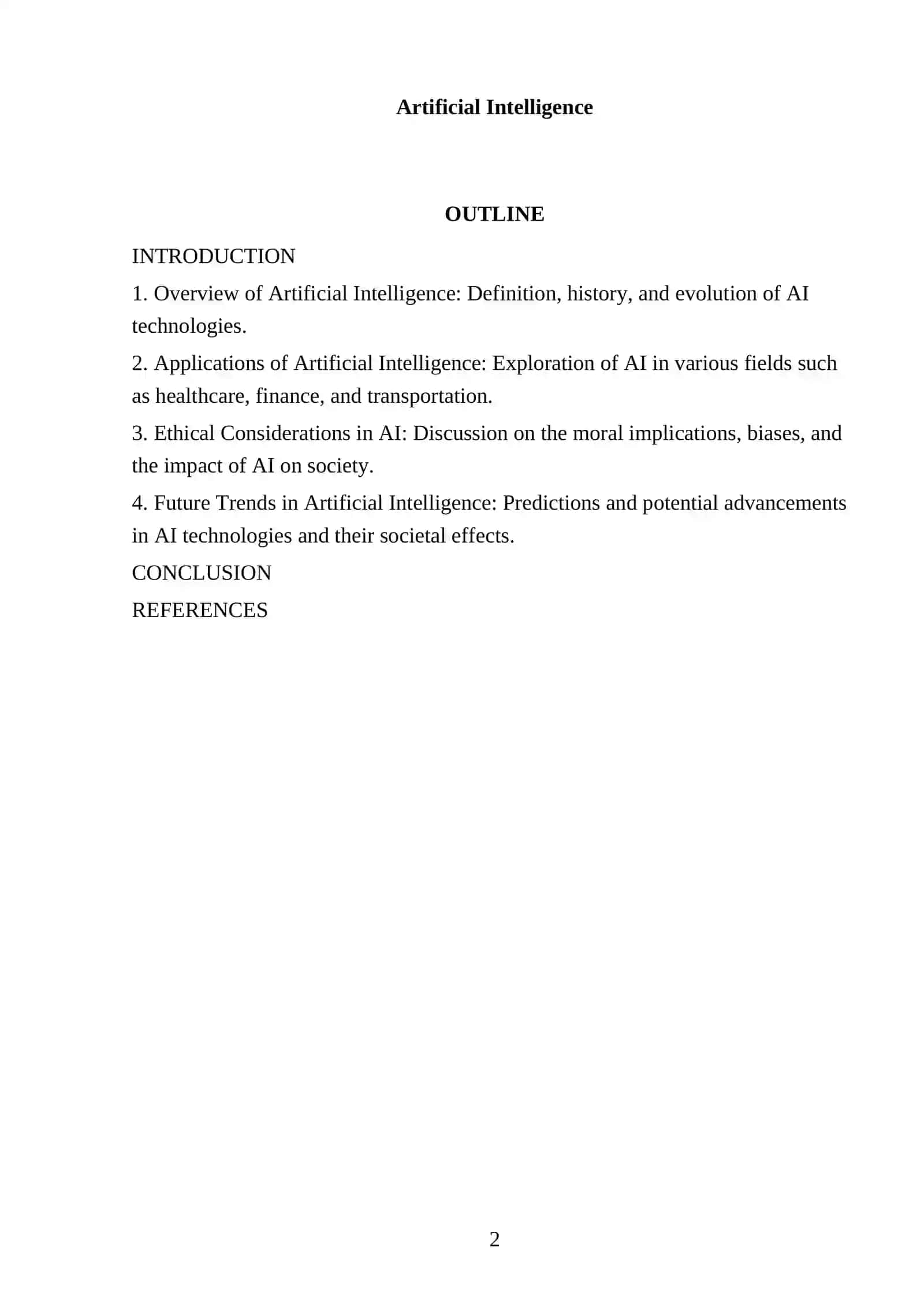 Topic: Artificial Intelligence 2