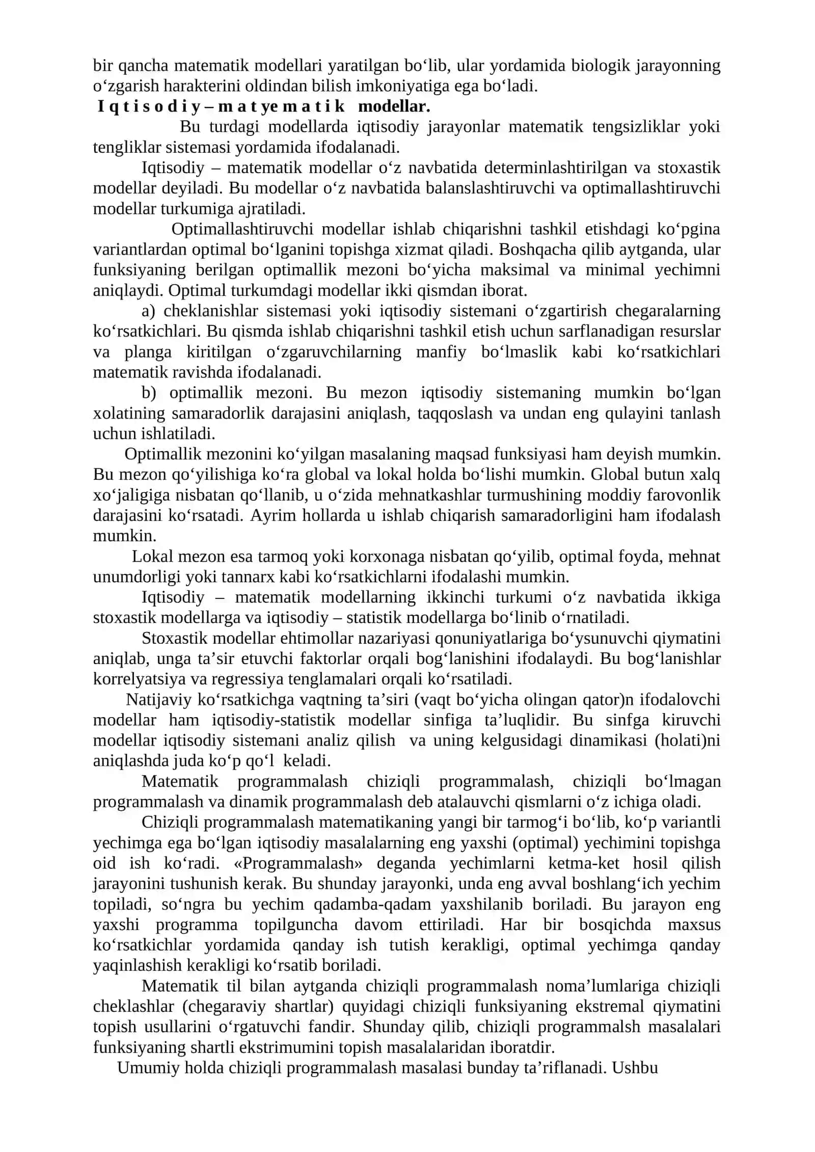 MAVZU. CHIZIQLI PROGRAMMALASHTIRISH NAZARIYASI ASOSLARI 2