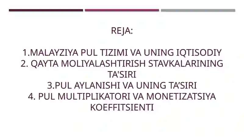 Malayziya pul tizimi va infLyatsiyasi 2