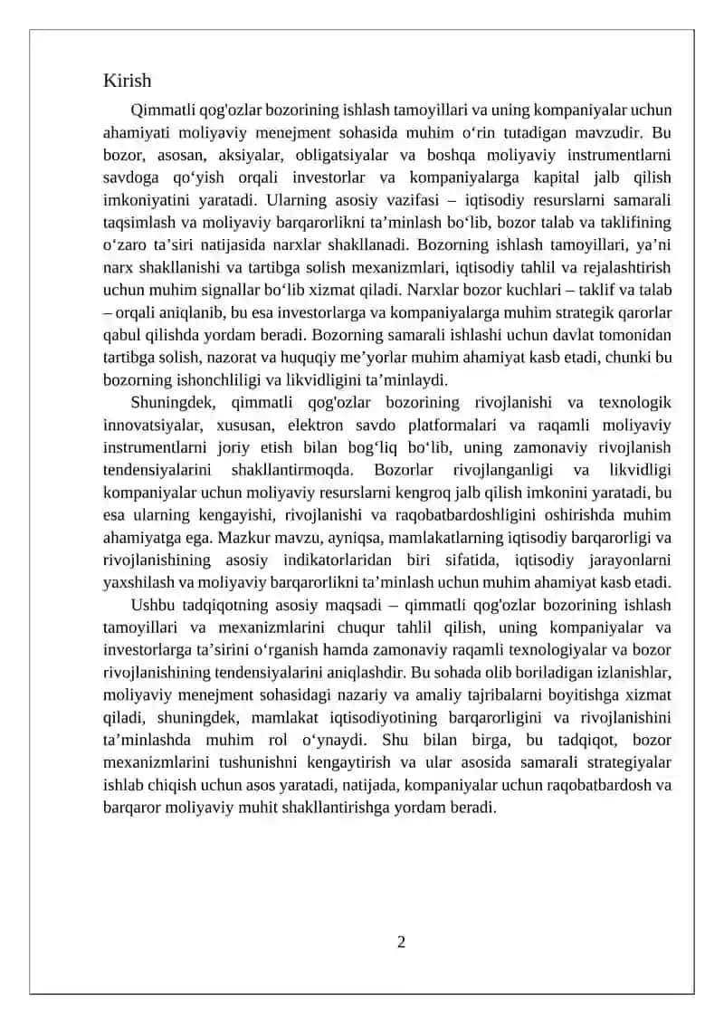 Qimmatli qog'ozlar bozorining mohiyati 2