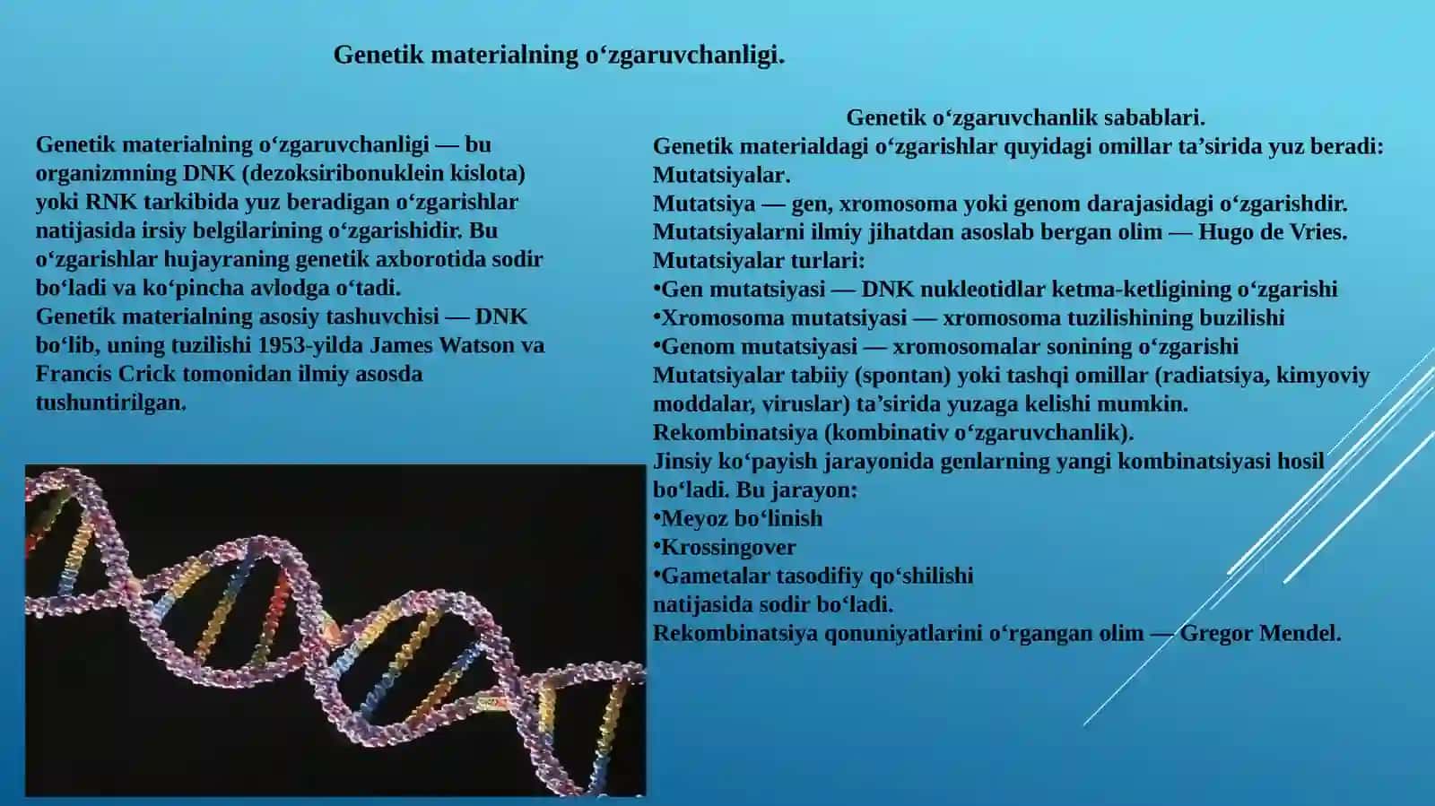 Genetik materialning o'zgaruvchanligi 2