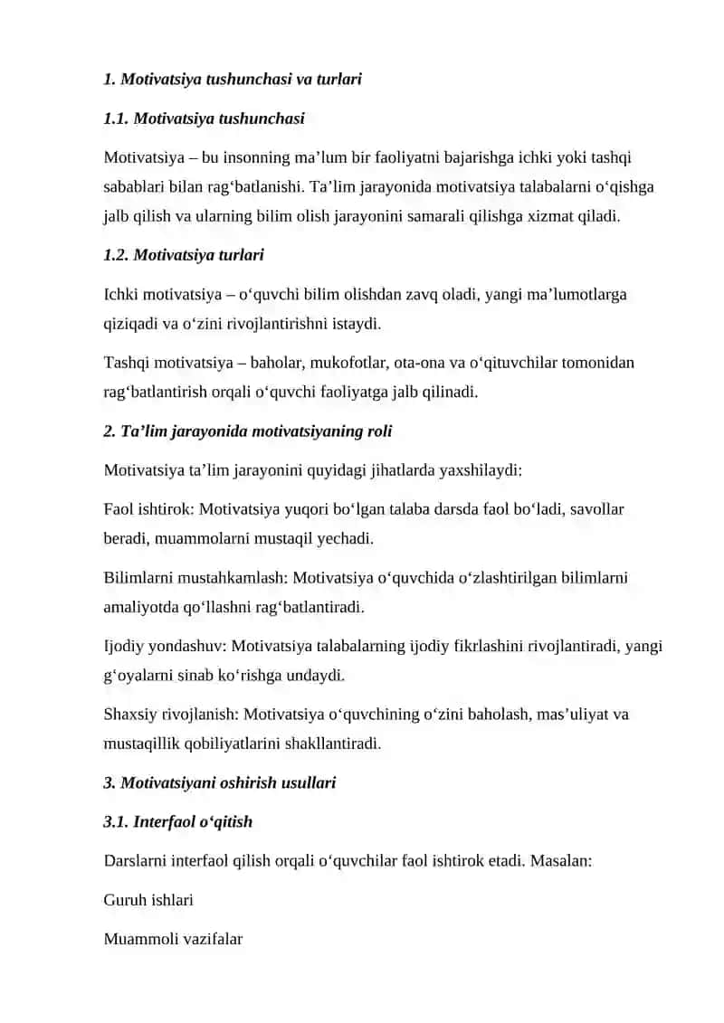 Ta'lim jarayonida motivatsiyaning ahamiyati 2