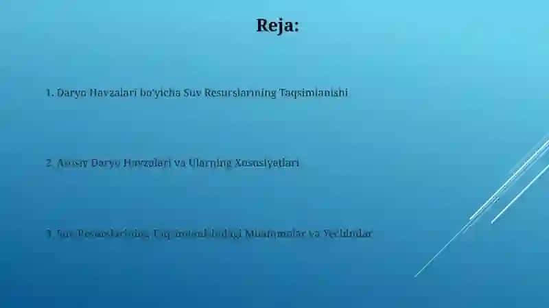 Suv Resurslarining Taqsimlanishi 2