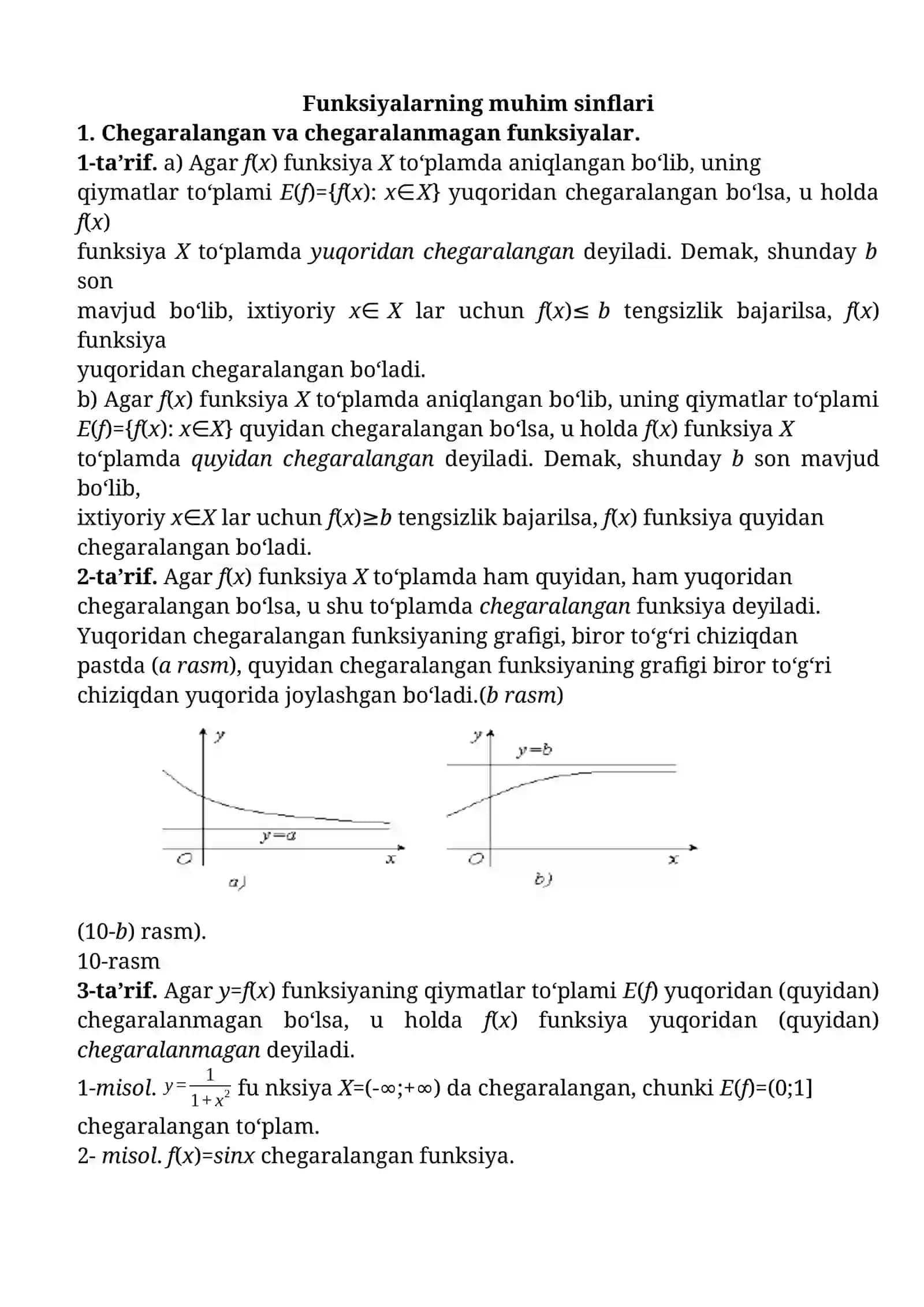 Funksiyalarning muhim sinflari 2