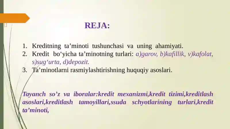 KREDIT TA’MINOTI VA UNING SHAKLLARI 2