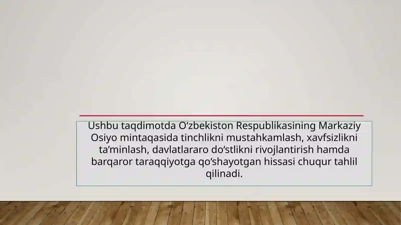 Oʻzbekistonning Markaziy Osiyo dasturining tuzilishi 2
