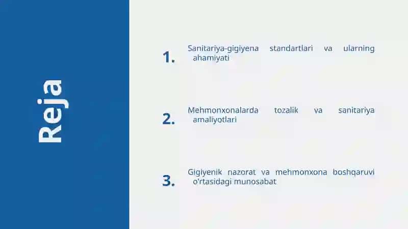 Mehmonxona xo’jaligida sanitariya-gigiyena talablari 2