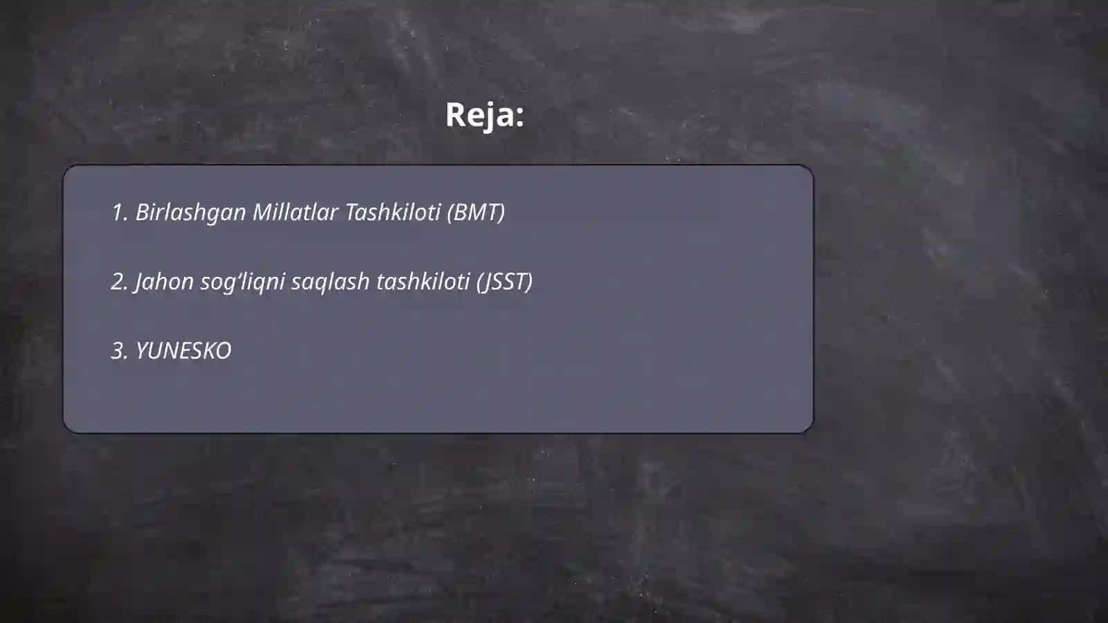 Birlashgan Millatlar Tashkiloti (BMT) 2