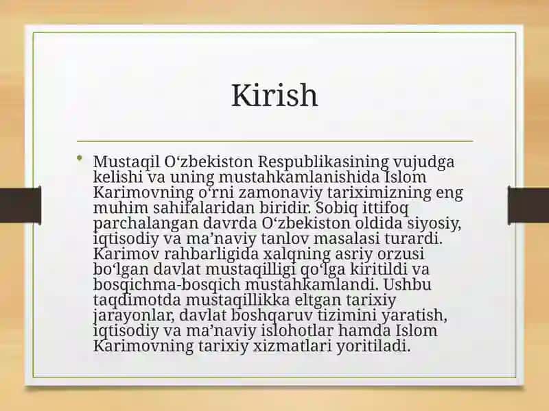 Islom Karimovning tarixiy xizmati 2