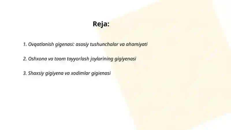 Ovqatlanish gigenasi 2