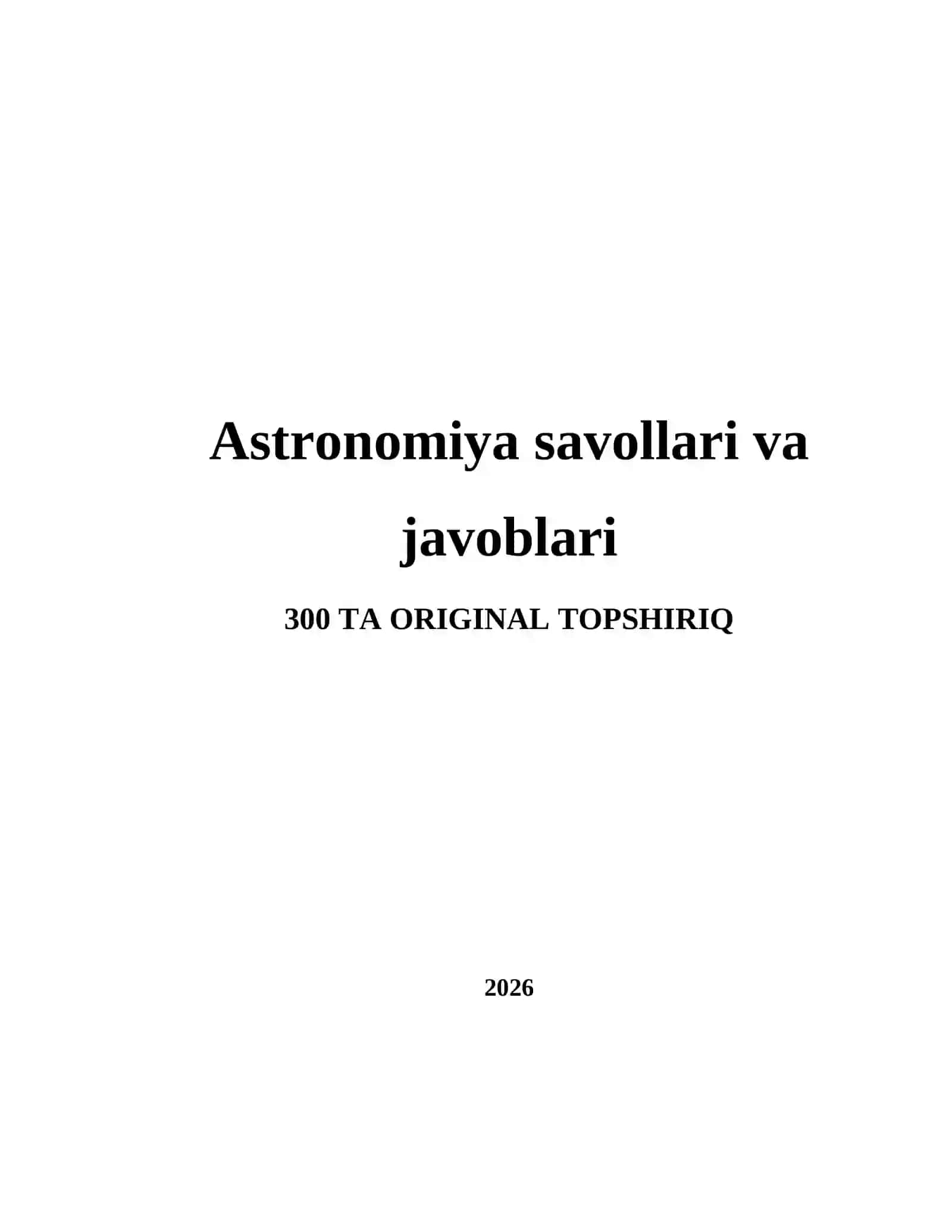Astronomiya savollari va javoblari 2