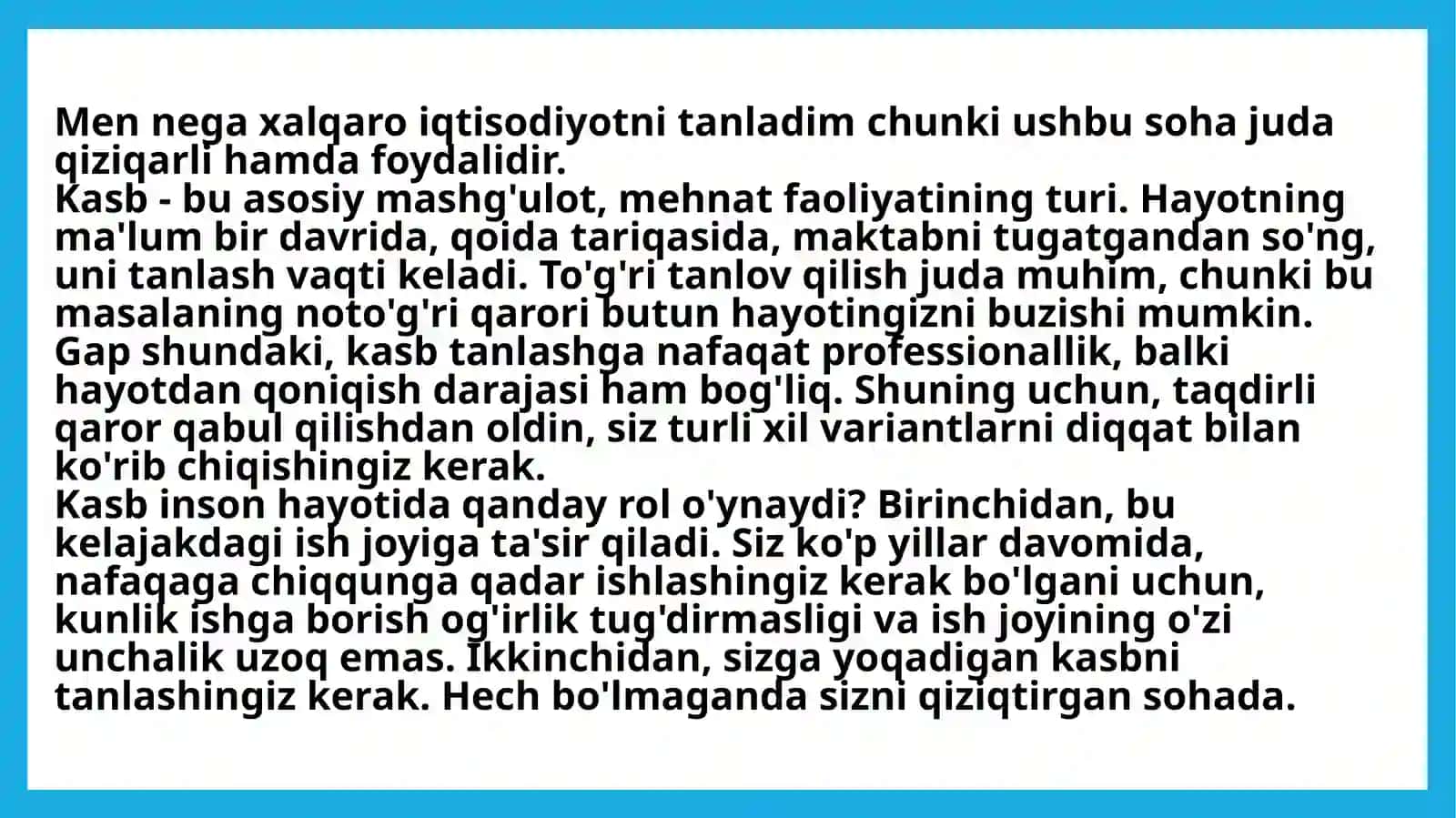 Nega men bu kasbni tanladim? 2