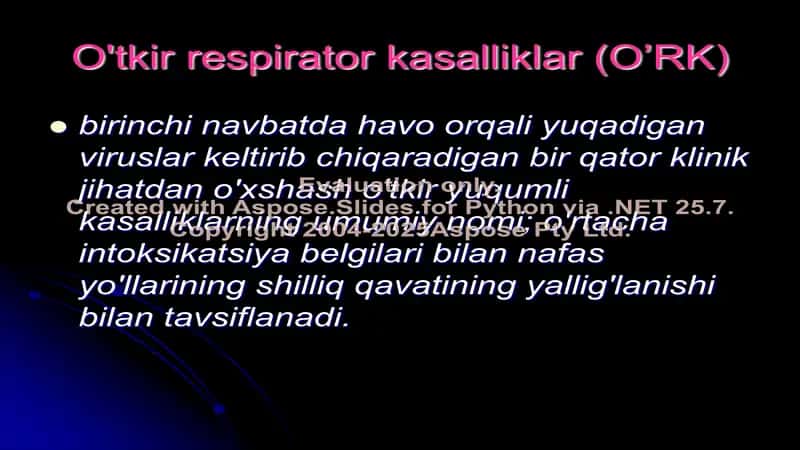Havo tomchi yo’li bilan yuqadigan infeksiyalarning tayanch tashxisot belgilari 2