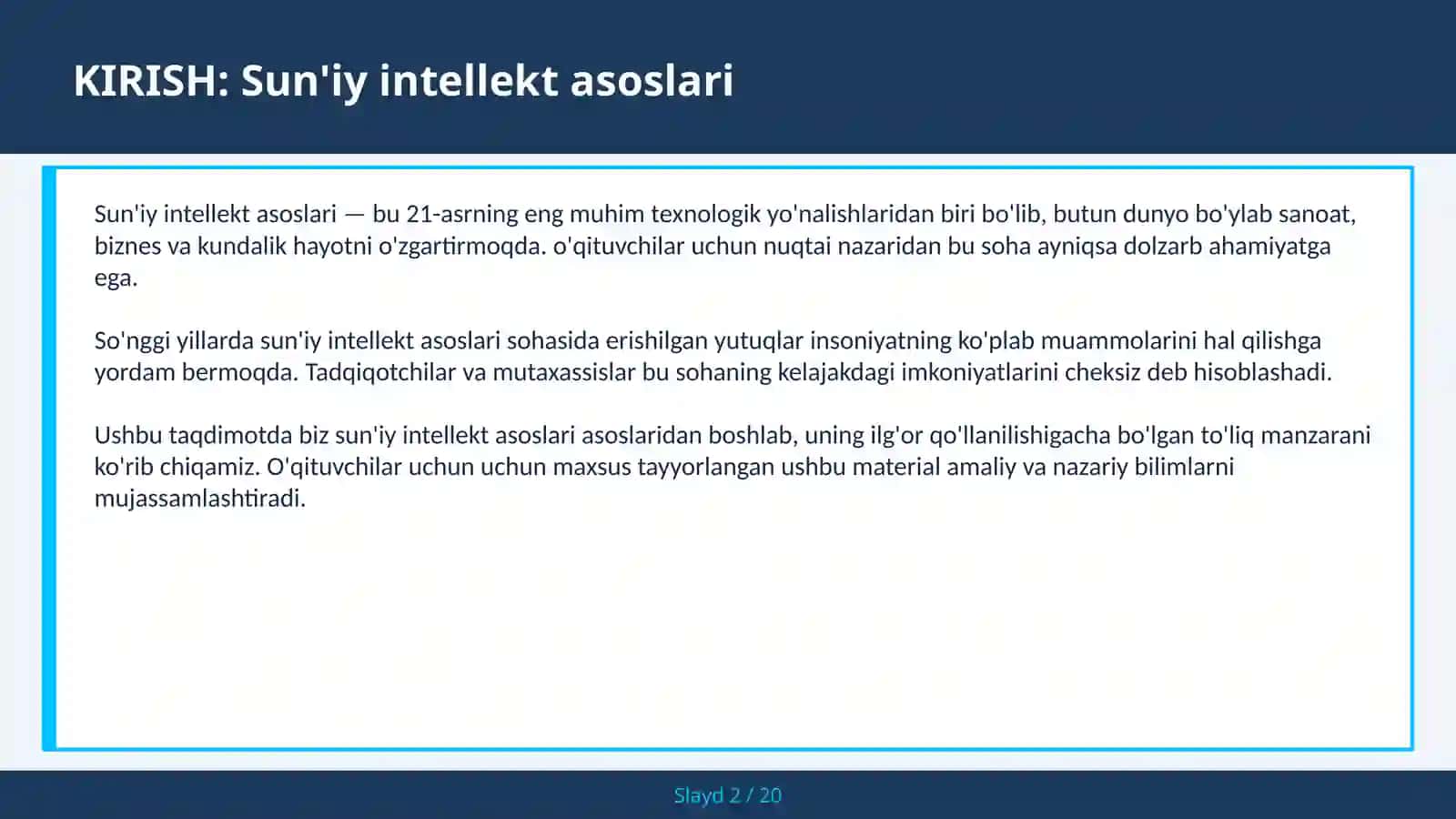 SUN'IY INTELLEKT ASOSLARI 2