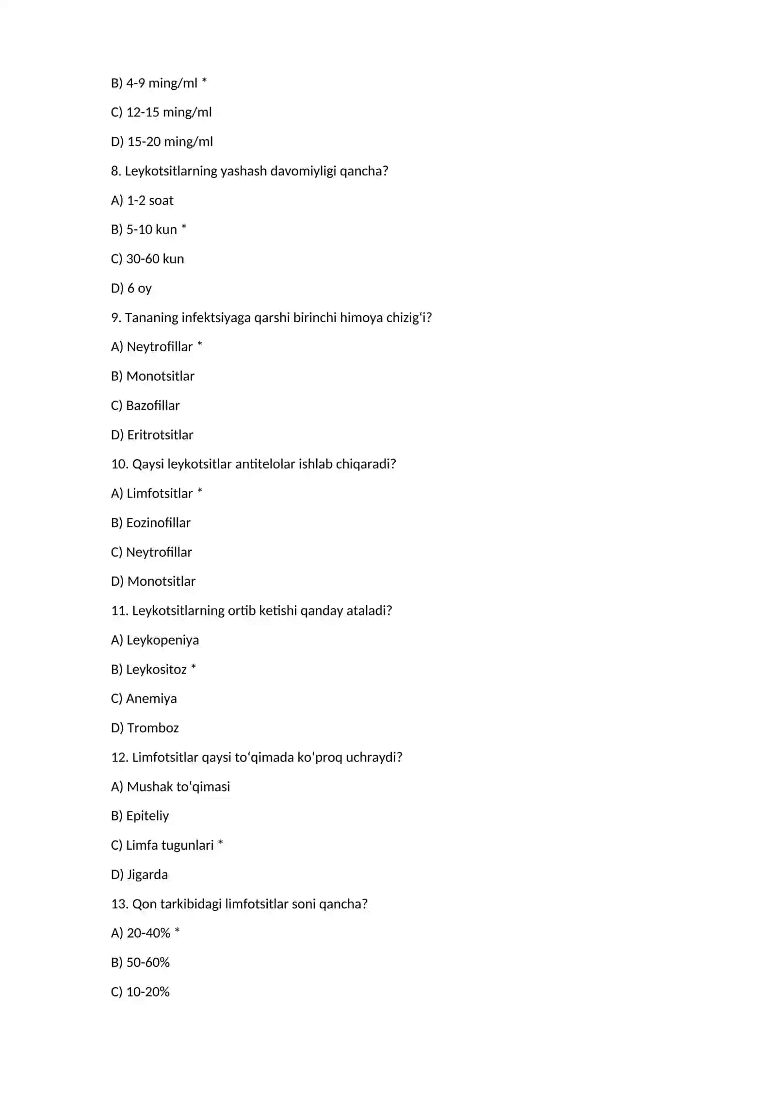 Leykotsitlar va ularning vazifalari 2