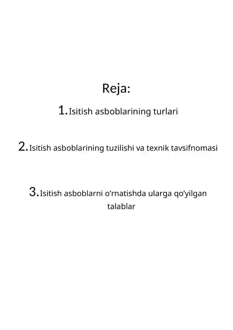 Issiqlik asboblarining turlari va ularni honada joylashtirish 2