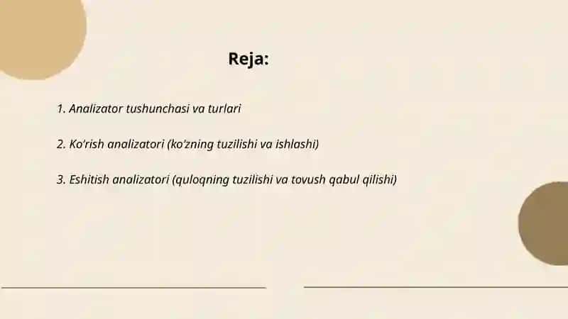 8 sinf biologiya Analizatorlar 2