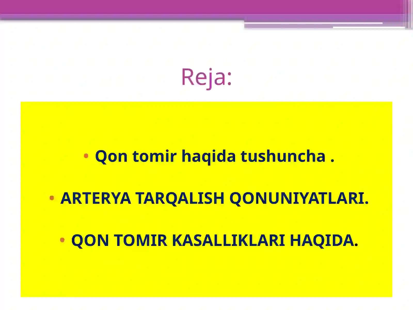 Arteryaning tarqalish qonuniyatlari 2