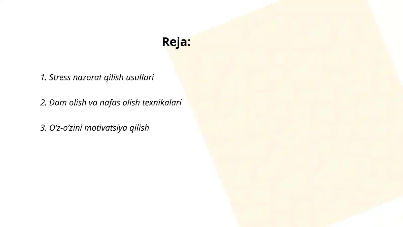 Psixik zoʻriqishni bartaraf etuvchi treninglar 2
