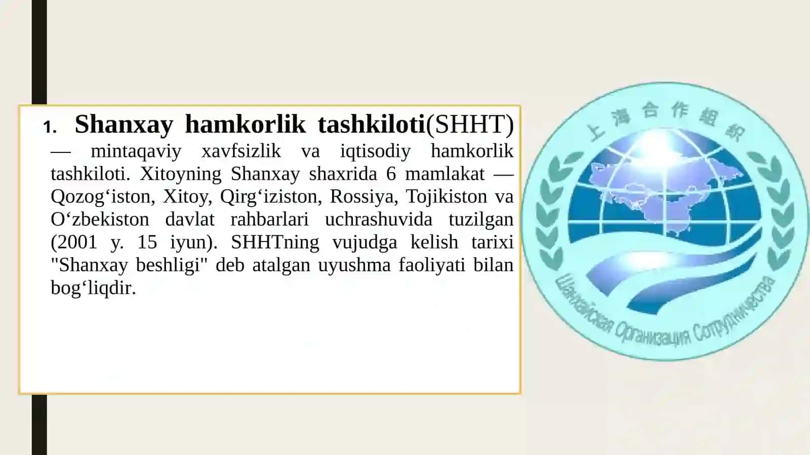 Shanxay hamkorlik tashkiloti va uning faoliyati 2